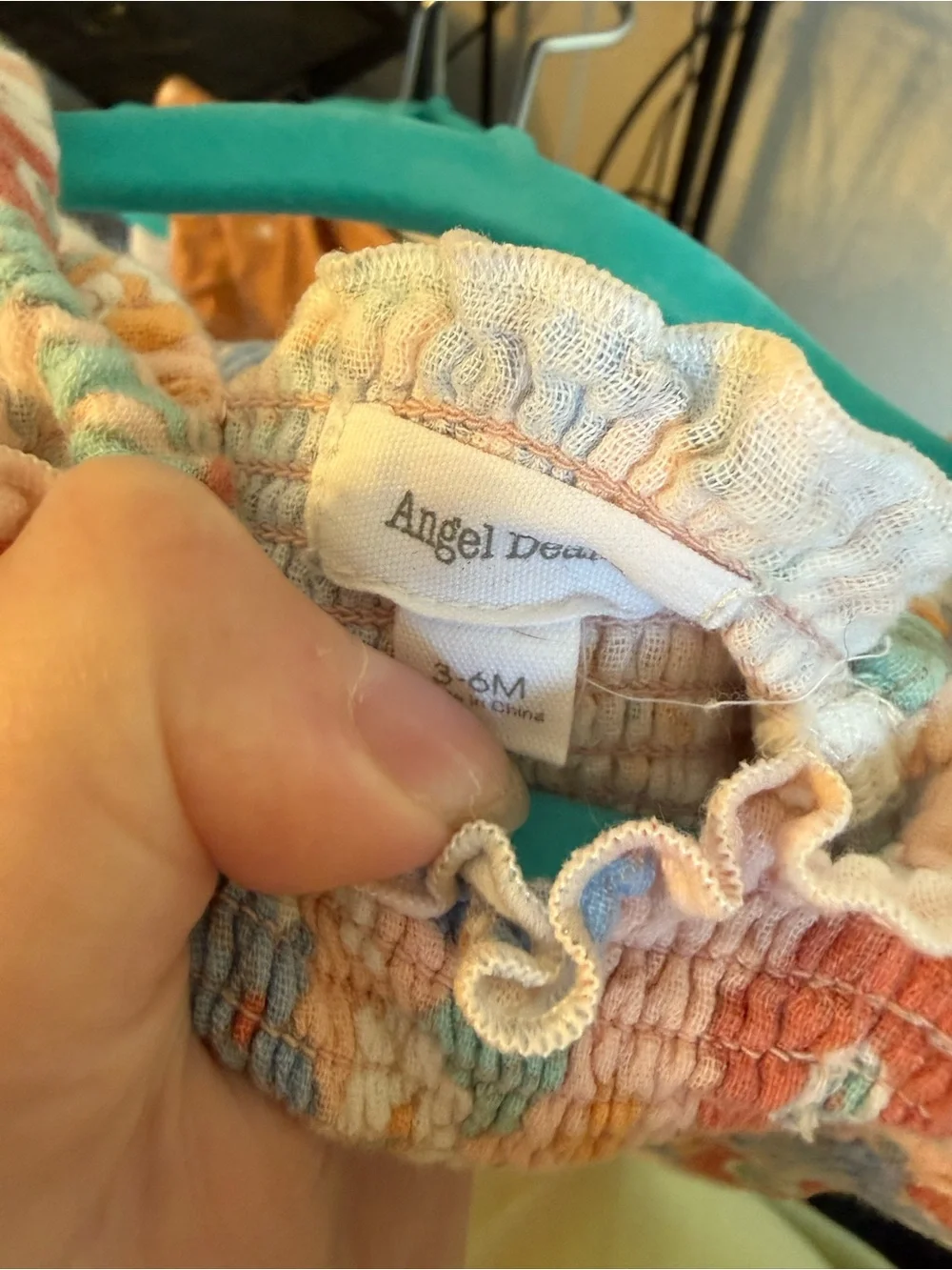 Angel Dear Peach Floral Smocked Romper - Multi